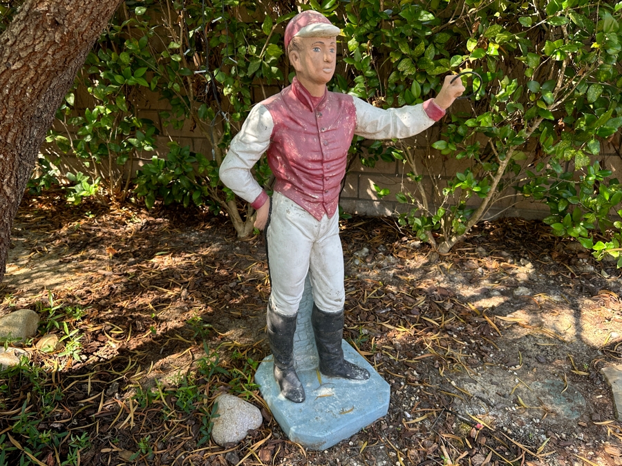 Vintage Painted Lawn Jockey Statue Garden Art 41.5H [Photo 2]