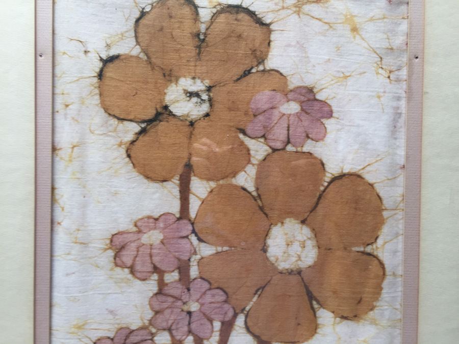 L S Muldowney Signed Original Batik Abstract Flowers [Photo 3]