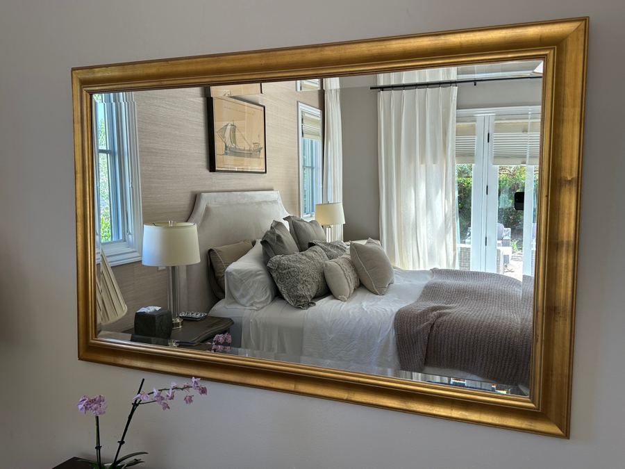 Gold Tone Beveled Glass Wall Mirror 56 X 36 [Photo 3]