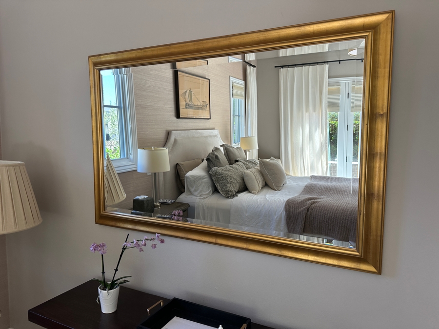 Gold Tone Beveled Glass Wall Mirror 56 X 36 [Photo 2]