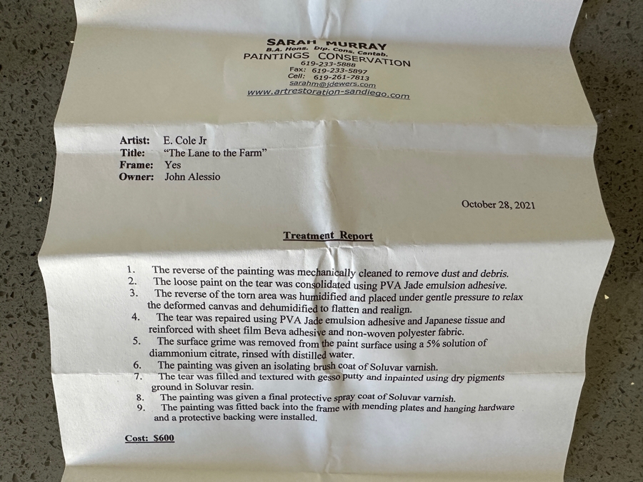 Edwin Cole (B. 1868, United Kingdom) Original Oil Painting On Canvas Titled 'The Lane To The Farm' 24 X 12 In Antique Wooden Frame 33 X 21 [Photo 10]