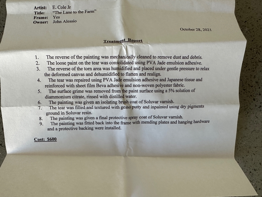 Edwin Cole (B. 1868, United Kingdom) Original Oil Painting On Canvas Titled 'The Lane To The Farm' 24 X 12 In Antique Wooden Frame 33 X 21 [Photo 12]