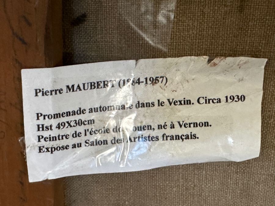 Pierre Maubert (1884-1957, France) Original Oil Painting On Canvas Titled 'Promenade Automnale Dans Le Vexin' Circa 1930 12 X 19 In Antique Frame 20.5 X 28.5 [Photo 10]