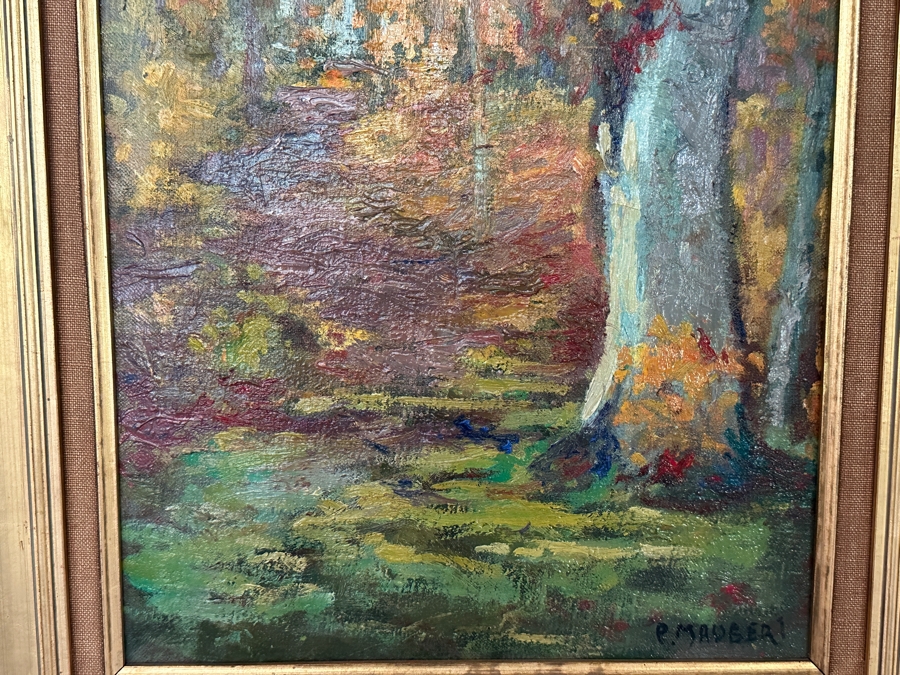 Pierre Maubert (1884-1957, France) Original Oil Painting On Canvas Titled 'Promenade Automnale Dans Le Vexin' Circa 1930 12 X 19 In Antique Frame 20.5 X 28.5 [Photo 7]