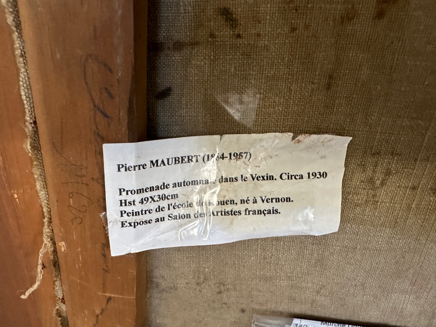 Pierre Maubert (1884-1957, France) Original Oil Painting On Canvas Titled 'Promenade Automnale Dans Le Vexin' Circa 1930 12 X 19 In Antique Frame 20.5 X 28.5 [Photo 9]