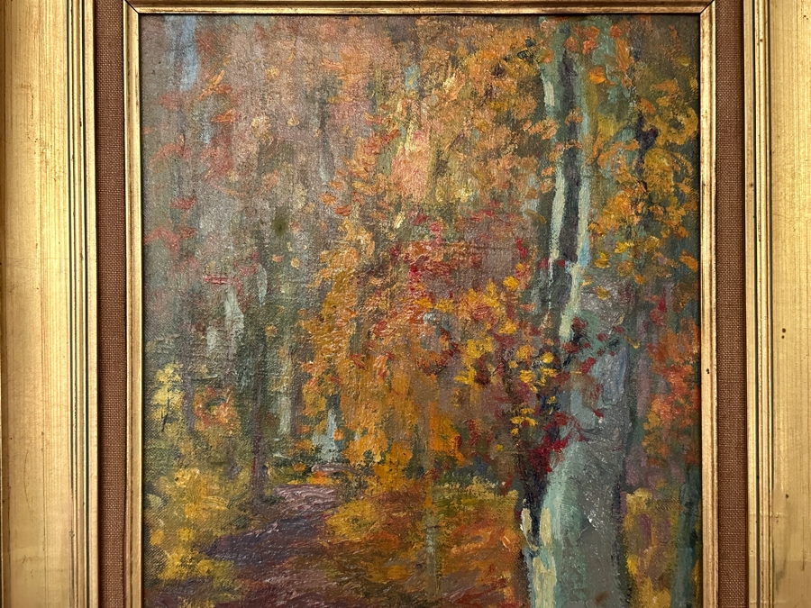 Pierre Maubert (1884-1957, France) Original Oil Painting On Canvas Titled 'Promenade Automnale Dans Le Vexin' Circa 1930 12 X 19 In Antique Frame 20.5 X 28.5 [Photo 6]
