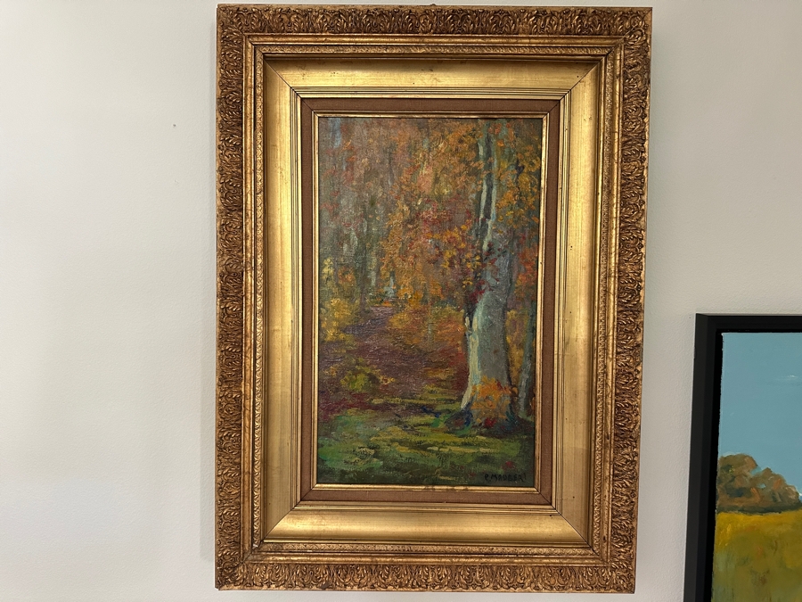 Pierre Maubert (1884-1957, France) Original Oil Painting On Canvas Titled 'Promenade Automnale Dans Le Vexin' Circa 1930 12 X 19 In Antique Frame 20.5 X 28.5 [Photo 2]