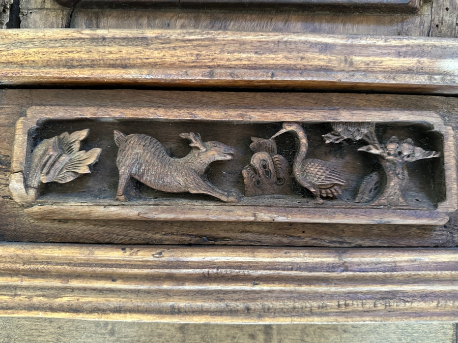 Pair Of Antique Chinese Carved Wood Panels Each Measures 13 X 29 [Photo 2]