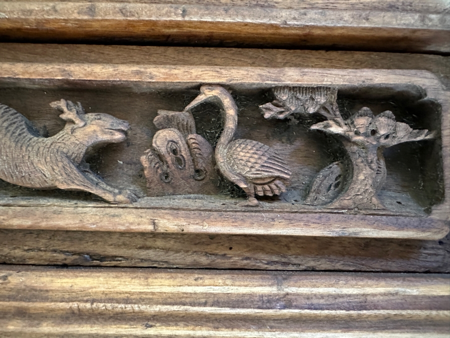 Pair Of Antique Chinese Carved Wood Panels Each Measures 13 X 29 [Photo 4]