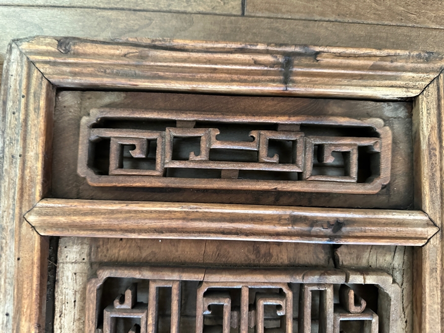 Pair Of Antique Chinese Carved Wood Panels Each Measures 13 X 29 [Photo 6]