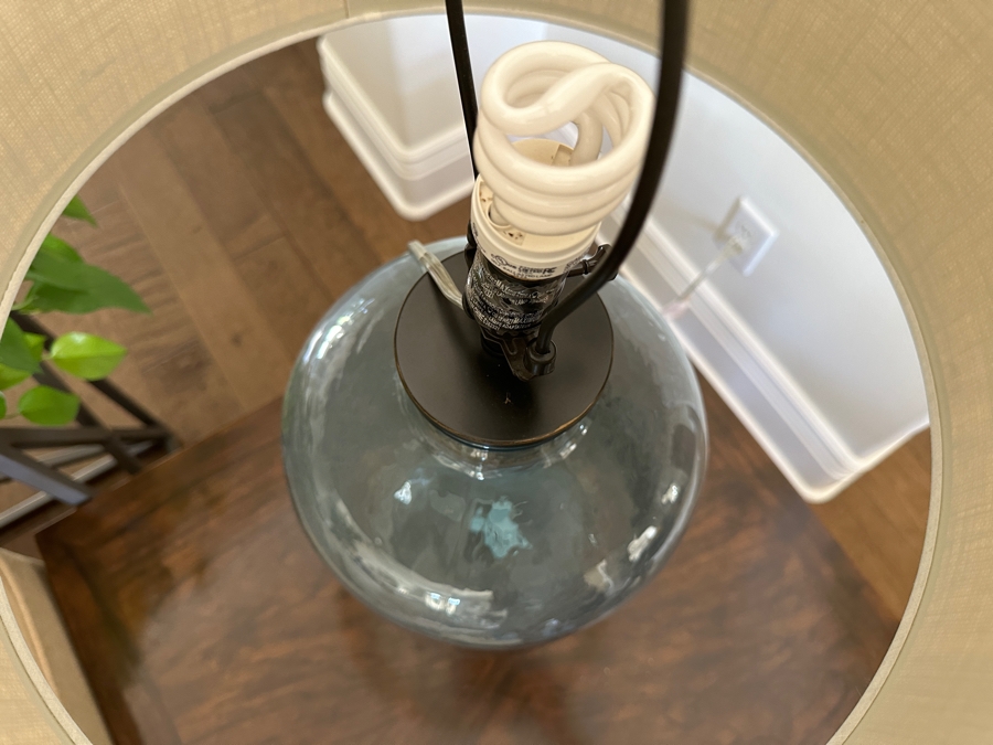 Pair Of Glass Jug Table Lamps With Corks (Fill With Seashells) 29'H [Photo 4]