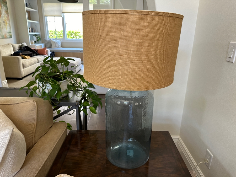 Pair Of Glass Jug Table Lamps With Corks (Fill With Seashells) 29'H [Photo 2]