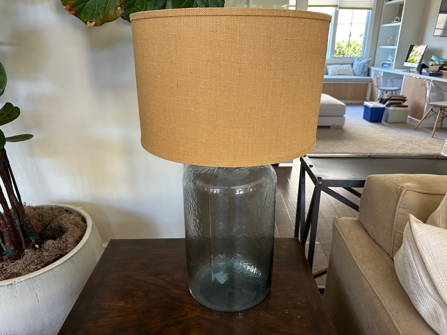 Pair Of Glass Jug Table Lamps With Corks (Fill With Seashells) 29'H [Photo 3]