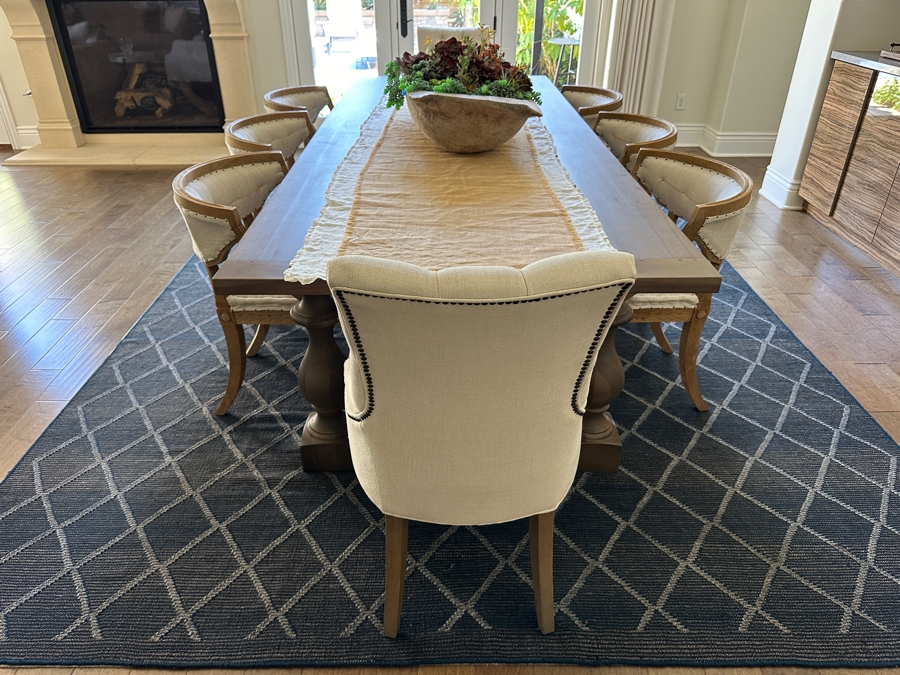 Stunning Restoration Hardware Wooden Dining Table 9' X 43.5' X 29.5'H With Eight Restoration Hardware Dining Chairs [Photo 5]