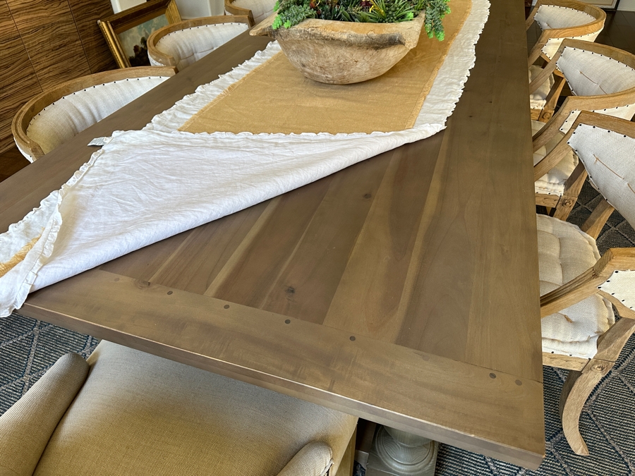 Stunning Restoration Hardware Wooden Dining Table 9' X 43.5' X 29.5'H With Eight Restoration Hardware Dining Chairs [Photo 13]
