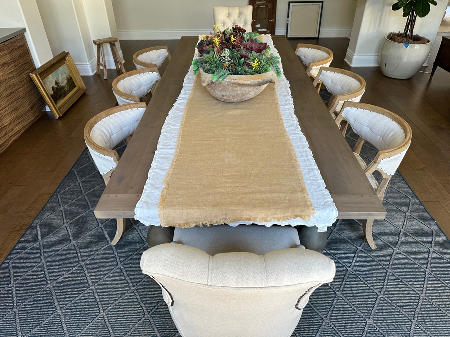Stunning Restoration Hardware Wooden Dining Table 9' X 43.5' X 29.5'H With Eight Restoration Hardware Dining Chairs [Photo 11]