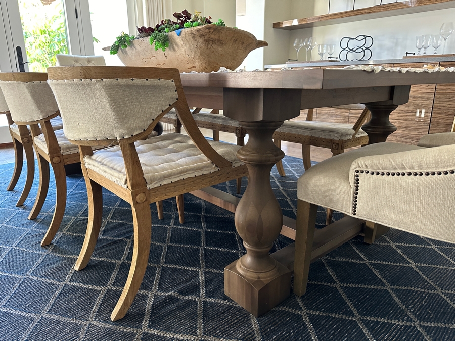 Stunning Restoration Hardware Wooden Dining Table 9' X 43.5' X 29.5'H With Eight Restoration Hardware Dining Chairs [Photo 7]