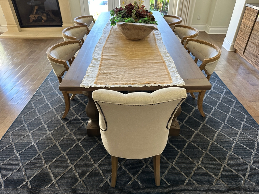 Stunning Restoration Hardware Wooden Dining Table 9' X 43.5' X 29.5'H With Eight Restoration Hardware Dining Chairs [Photo 6]