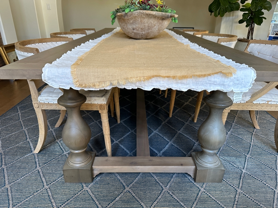 Stunning Restoration Hardware Wooden Dining Table 9' X 43.5' X 29.5'H With Eight Restoration Hardware Dining Chairs [Photo 19]
