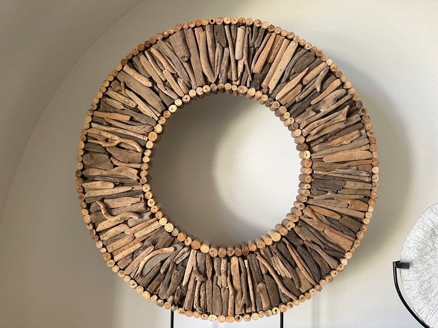 Large Circular Cork & Branch Sculpture On Metal Stand 31.5W X 38H [Photo 3]