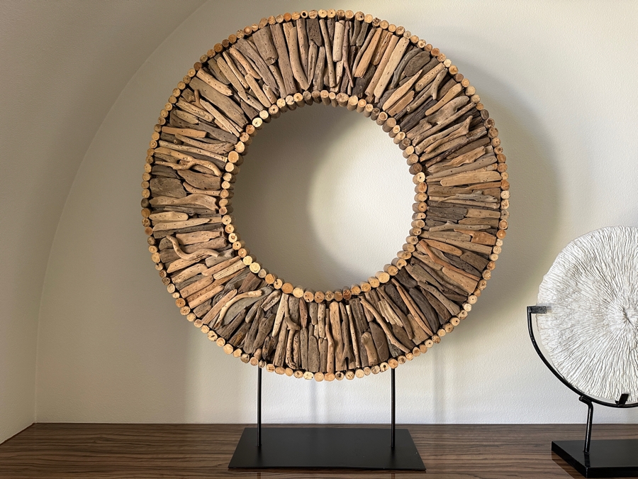 Large Circular Cork & Branch Sculpture On Metal Stand 31.5W X 38H [Photo 2]