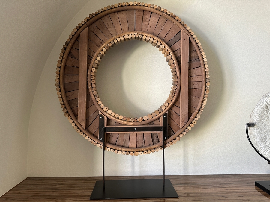 Large Circular Cork & Branch Sculpture On Metal Stand 31.5W X 38H [Photo 5]