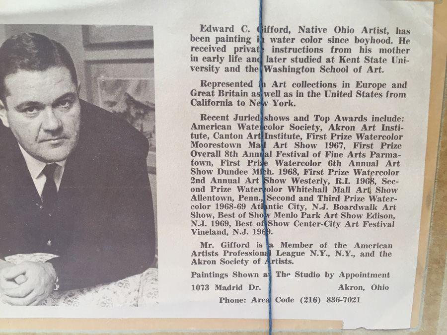 Ed (Edward) Gifford (1927-1998) American Original Watercolor [Photo 13]