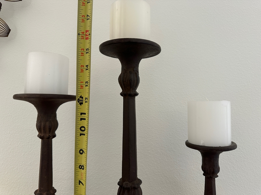Set Of Three Cast Iron Candle Holders 10'H To 15'H [Photo 4]