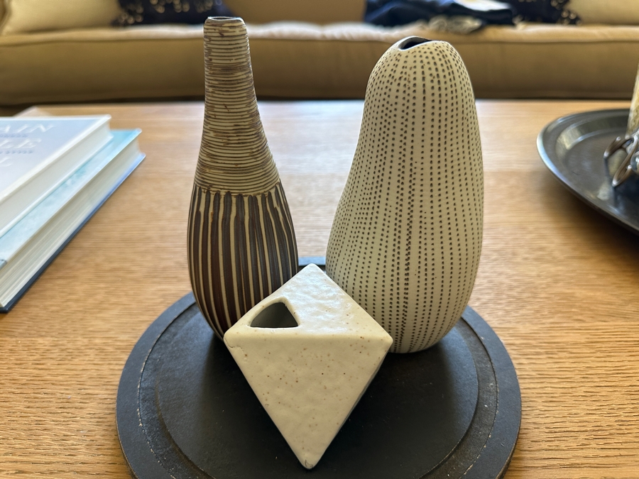 Three Decorative Japanese Pottery Pieces Under A Nautical Themed Glass Dome 12'H [Photo 4]