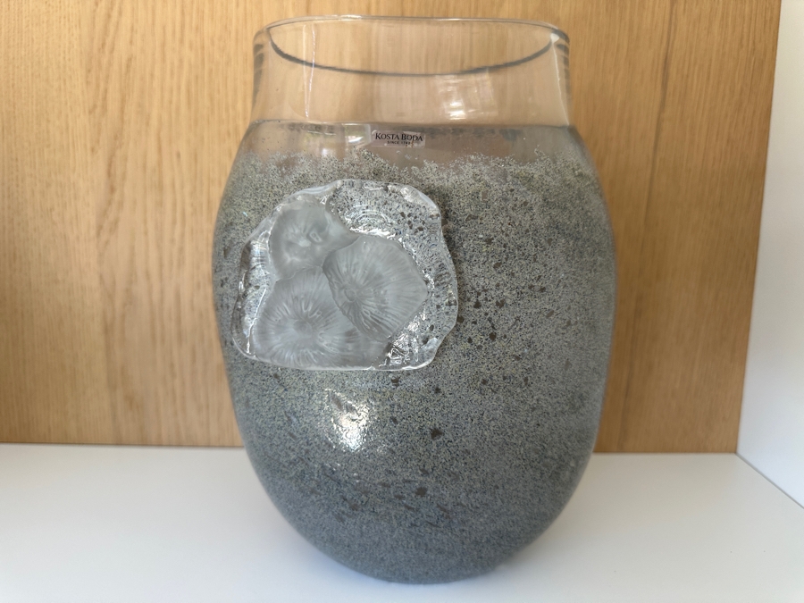 Kosta Boda 'Fossil' Art Glass Vase Designed By Kjell Engman 11'H
