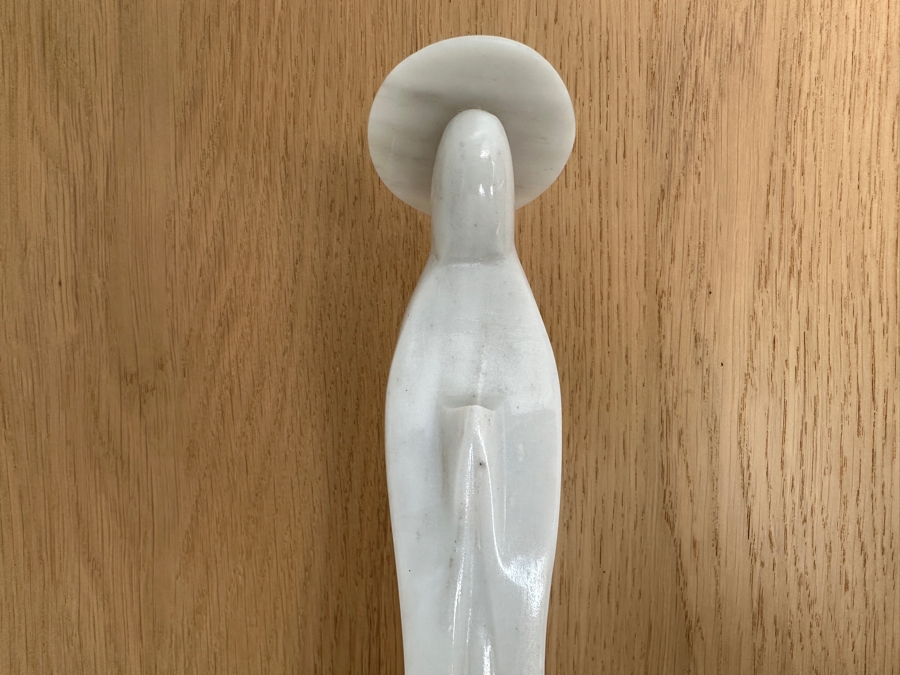 White Marble Statue Of The Virgin Mary Madonna On Acrylic Base 11.5'H [Photo 2]