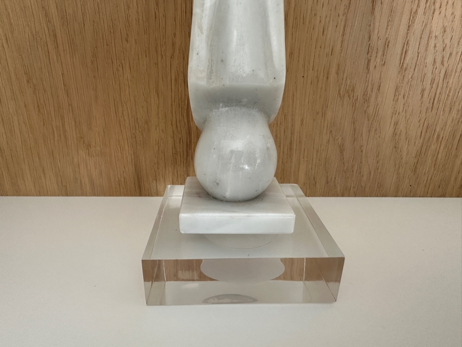 White Marble Statue Of The Virgin Mary Madonna On Acrylic Base 11.5'H [Photo 3]