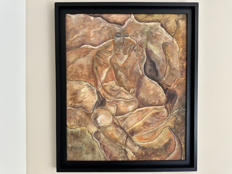 Yolanda Bonifaz Original Mixed Media Painting On Board 27.5 X 33.5 Framed 31 X 37