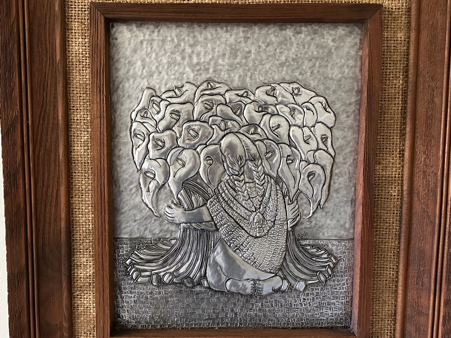 Rocio Sanchez Original Repousse Aluminum Artwork Framed