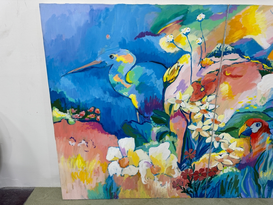Just Added - Michaels Original Diptych Modern Expressionist Oil Painting On Canvas Titled 'Flight Of Nature' Signed And Dated 1979 96' X 60' Appraised At $4,500 [Photo 5]