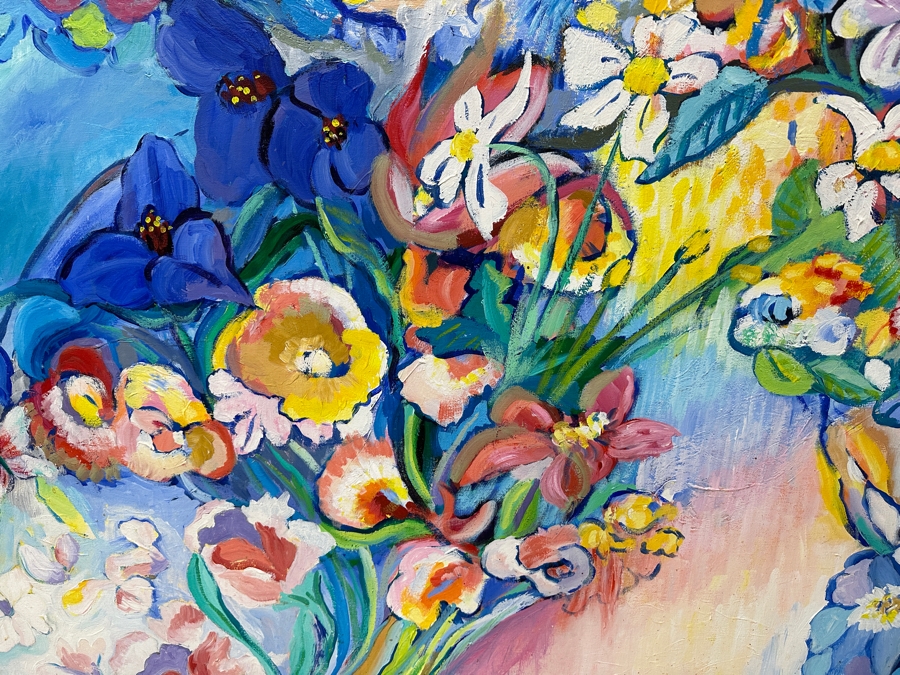 Just Added - Michaels Original Modern Expressionist Oil Painting On Canvas Titled 'Nature Blossoms' Signed And Dated 1979 72' X 48' Appraised At $4,500 [Photo 2]