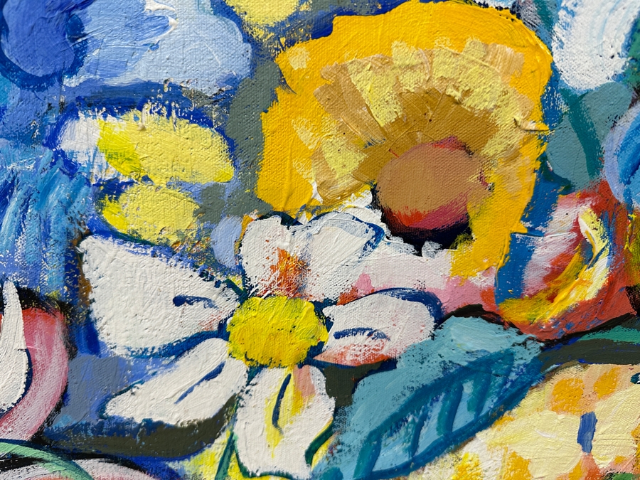 Just Added - Michaels Original Modern Expressionist Oil Painting On Canvas Titled 'Nature Blossoms' Signed And Dated 1979 72' X 48' Appraised At $4,500 [Photo 3]