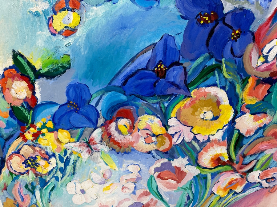 Just Added - Michaels Original Modern Expressionist Oil Painting On Canvas Titled 'Nature Blossoms' Signed And Dated 1979 72' X 48' Appraised At $4,500 [Photo 4]