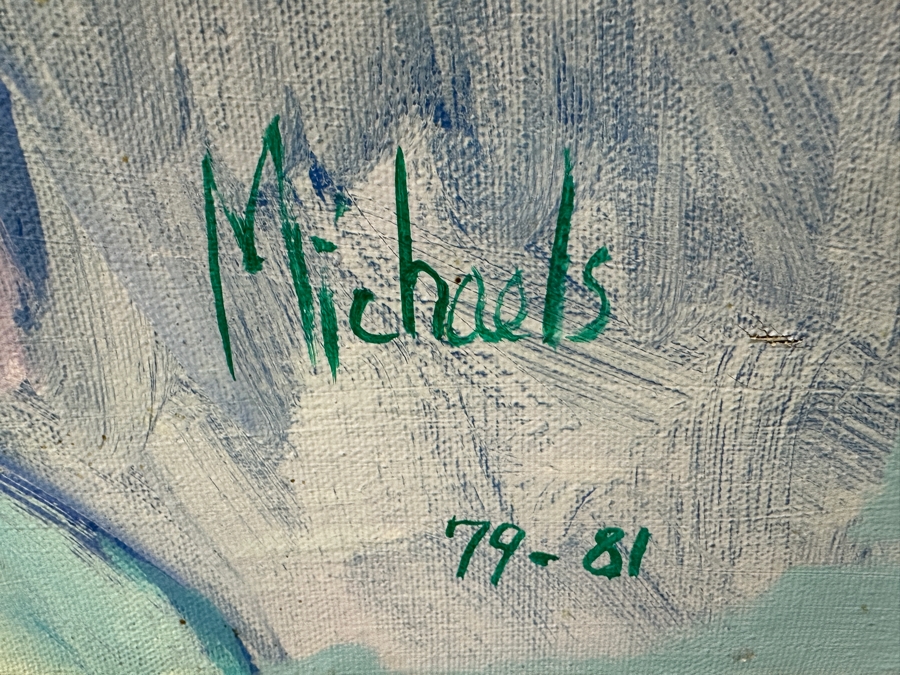 Just Added - Michaels Original Modern Expressionist Oil Painting On Canvas Titled 'Nature Blossoms' Signed And Dated 1979 72' X 48' Appraised At $4,500 [Photo 6]