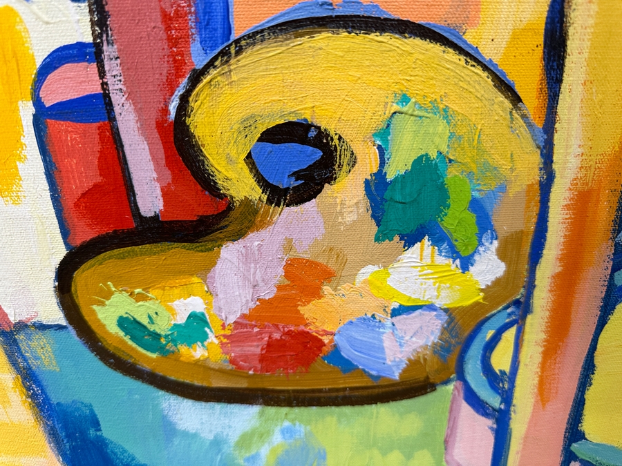 Just Added - Michaels Original Modern Expressionist Oil Painting On Canvas Titled 'The Artist Studio' Signed And Dated 1979 48' X 60' Appraised At $1,500 [Photo 9]