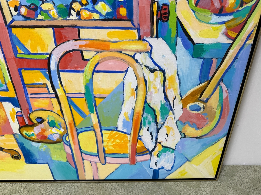 Just Added - Michaels Original Modern Expressionist Oil Painting On Canvas Titled 'The Artist Studio' Signed And Dated 1979 48' X 60' Appraised At $1,500 [Photo 5]