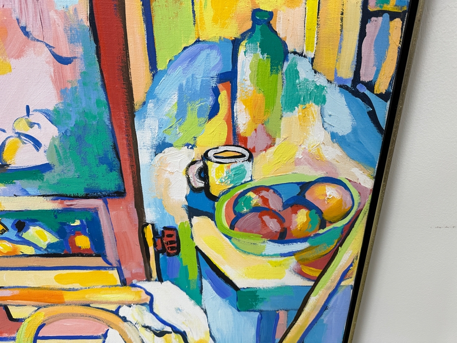 Just Added - Michaels Original Modern Expressionist Oil Painting On Canvas Titled 'The Artist Studio' Signed And Dated 1979 48' X 60' Appraised At $1,500 [Photo 4]