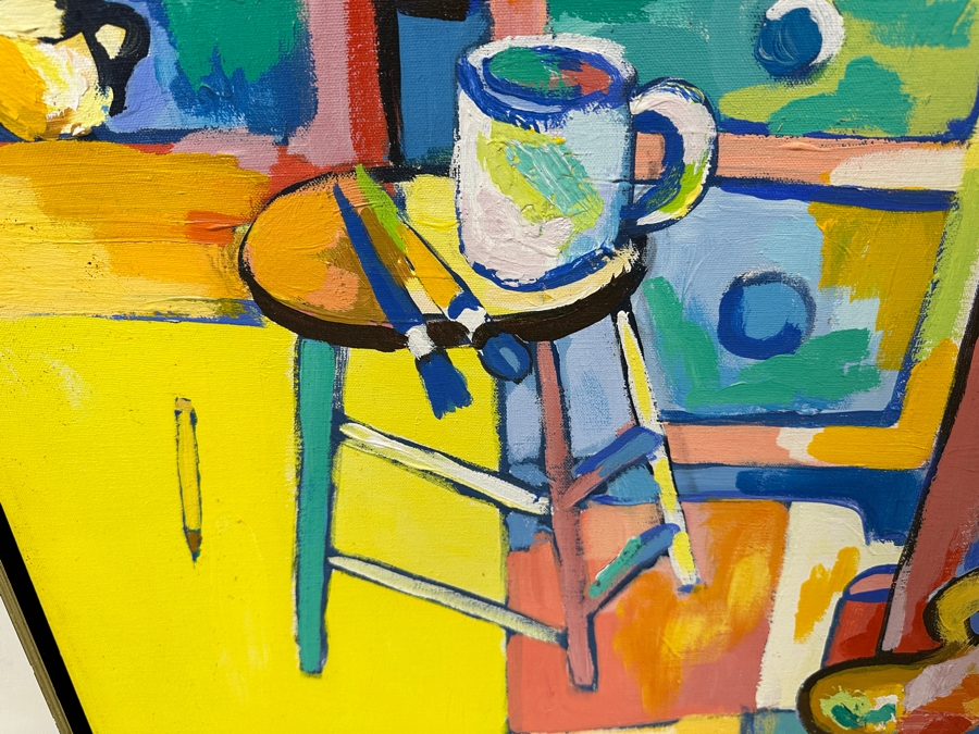 Just Added - Michaels Original Modern Expressionist Oil Painting On Canvas Titled 'The Artist Studio' Signed And Dated 1979 48' X 60' Appraised At $1,500 [Photo 8]