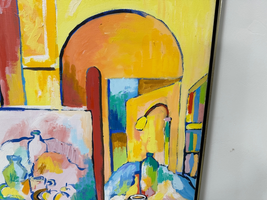 Just Added - Michaels Original Modern Expressionist Oil Painting On Canvas Titled 'The Artist Studio' Signed And Dated 1979 48' X 60' Appraised At $1,500 [Photo 3]