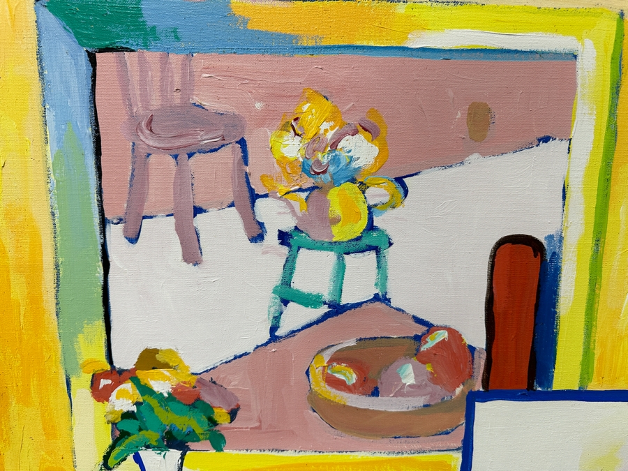 Just Added - Michaels Original Modern Expressionist Oil Painting On Canvas Titled 'The Artist Studio' Signed And Dated 1979 48' X 60' Appraised At $1,500 [Photo 7]