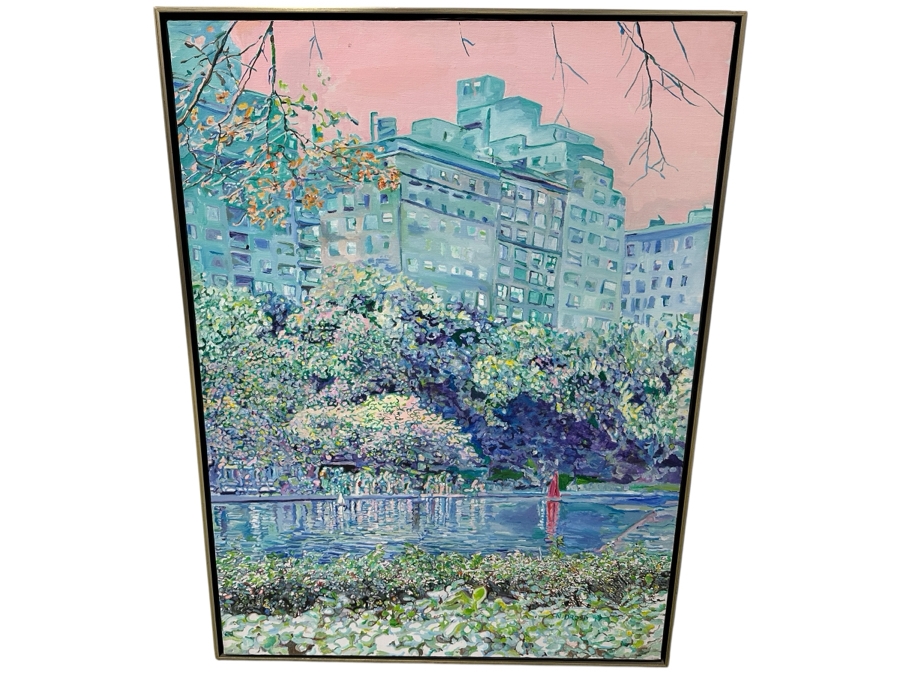 Just Added - Nancy Drosd (1918-2018, American) Original Landscape Painting On Canvas Titled 'Central Park (NYC)' 30 X 40 Appraised At $4,250