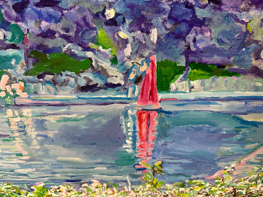 Just Added - Nancy Drosd (1918-2018, American) Original Landscape Painting On Canvas Titled 'Central Park (NYC)' 30 X 40 Appraised At $4,250 [Photo 4]