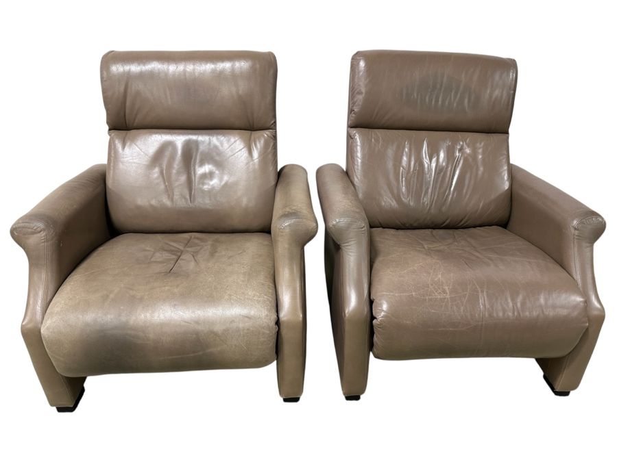 Just Added - Pair Of Thayer Coggin Leather Recliner Chairs 35W X 36D X 38H