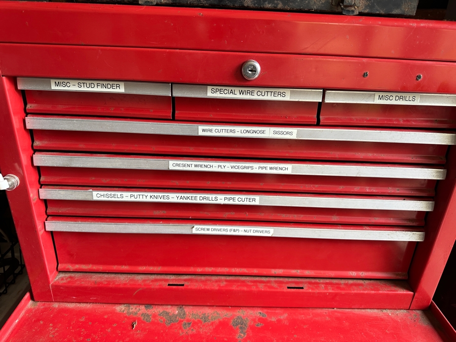 Just Added - Rolling Metal Toolbox Filled With Various Tools - See Photos [Photo 3]