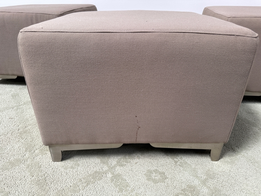 Just Added - (3) Thayer Coggin Upholstered Ottomans Side Chairs With Brushed Metal Feet 25W X 25D X 18H [Photo 10]